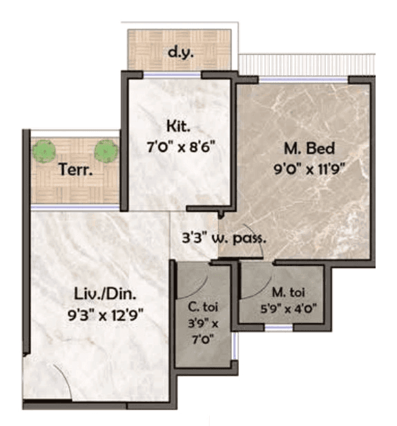 Siddhivinayak Signature City Unit plan - 461 sq.ft.