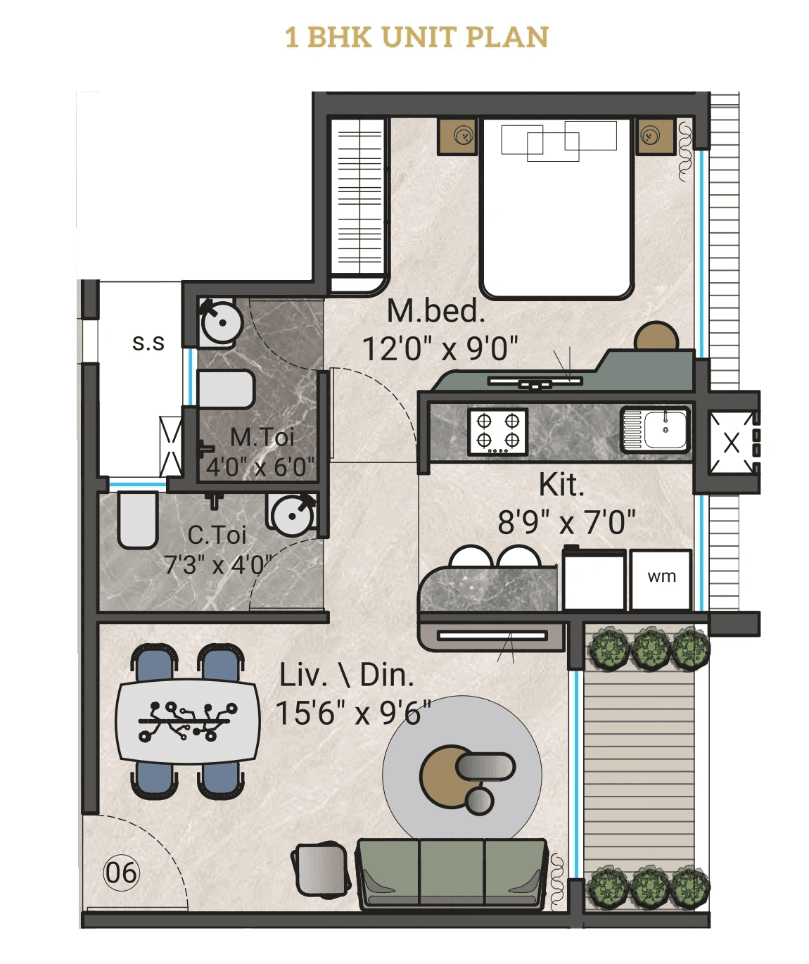 Siddhivinayak Signature City Unit plan - 516 sq.ft.