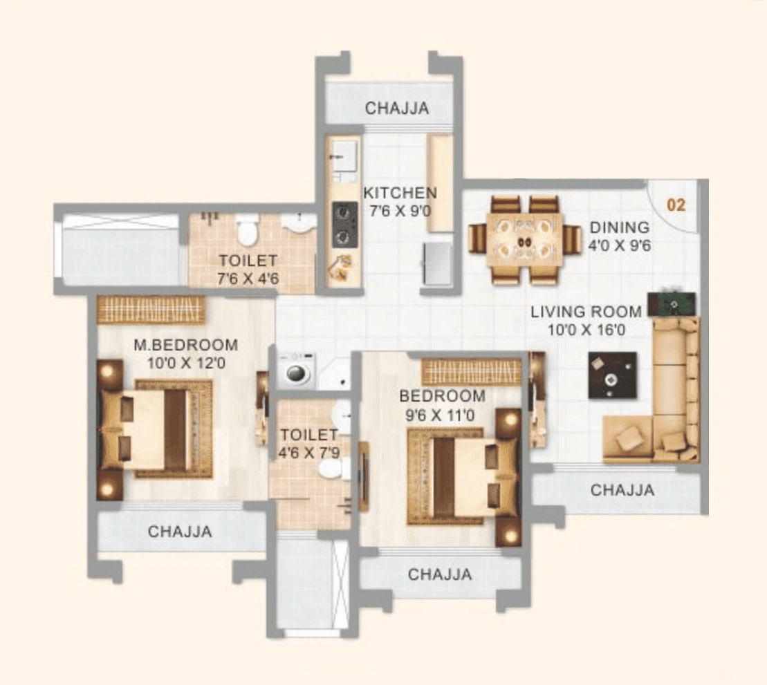 Balaji Park Unit plan - 691 sq.ft.
