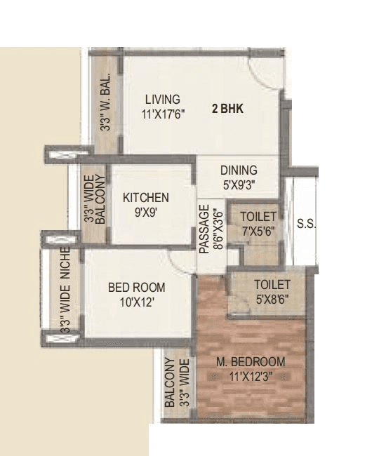 Sai World City Unit plan - 892 sq.ft.