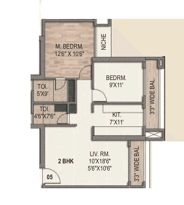 Unit plan - 802 sq.ft.