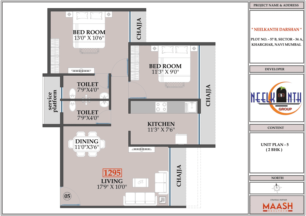 Neelkanth Darshan Unit plan - 752 sq.ft.