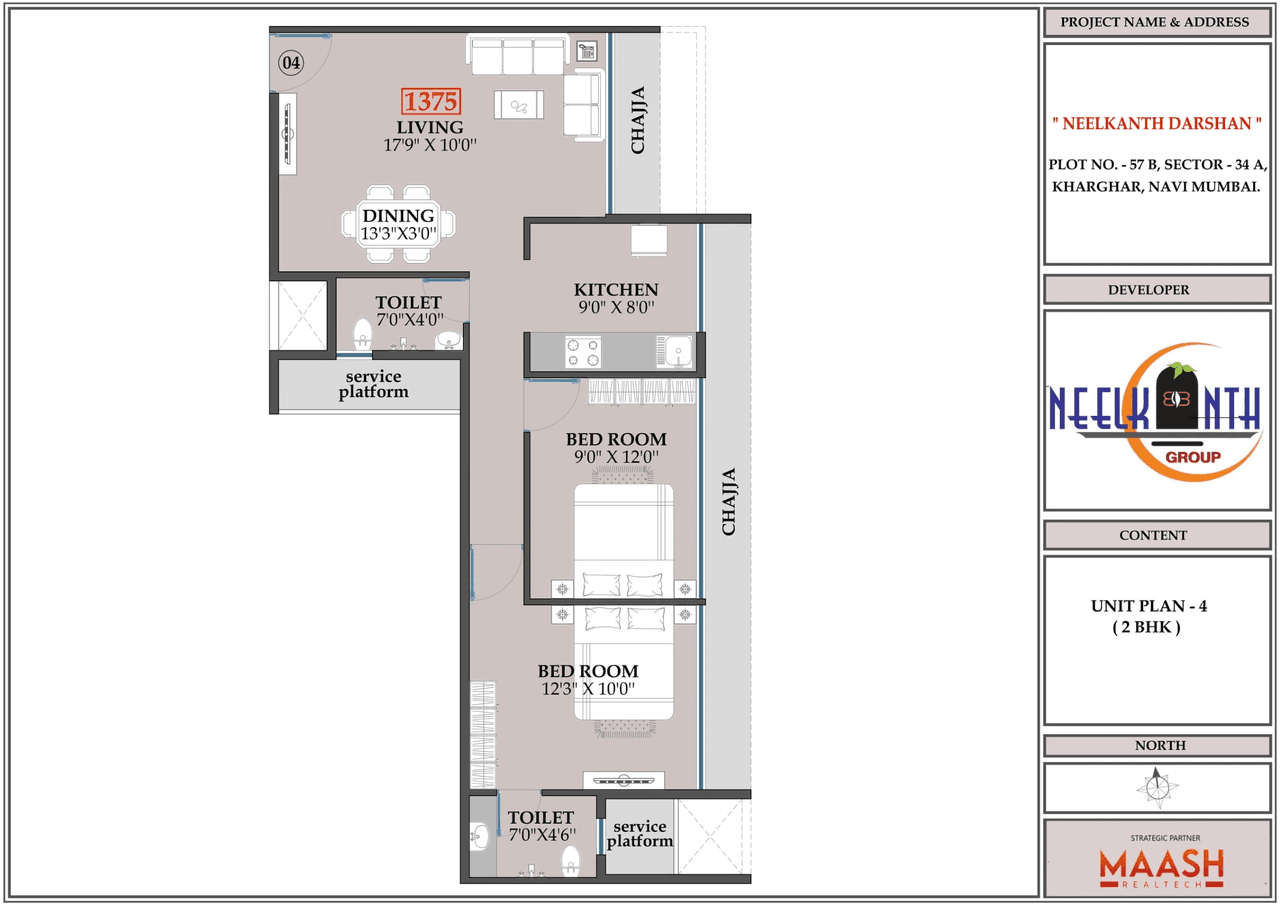 Neelkanth Darshan Unit plan - 783 sq.ft.