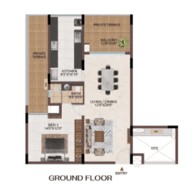 Casagrand Holachennai Unit plan - 713 sq.ft.