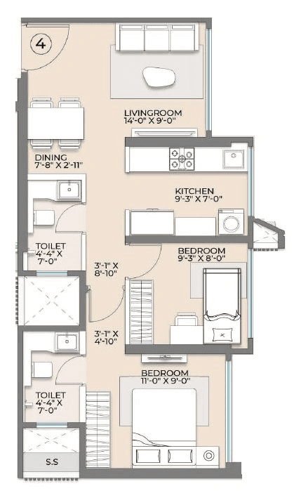 Arkade Rare Bhandup Unit plan - 524 sq.ft.