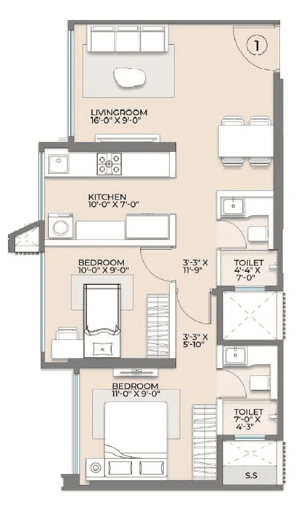 Arkade Rare Bhandup Unit plan - 587 sq.ft.