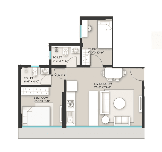 Mahesh Rudraksh Towers Unit plan - 490 sq.ft.
