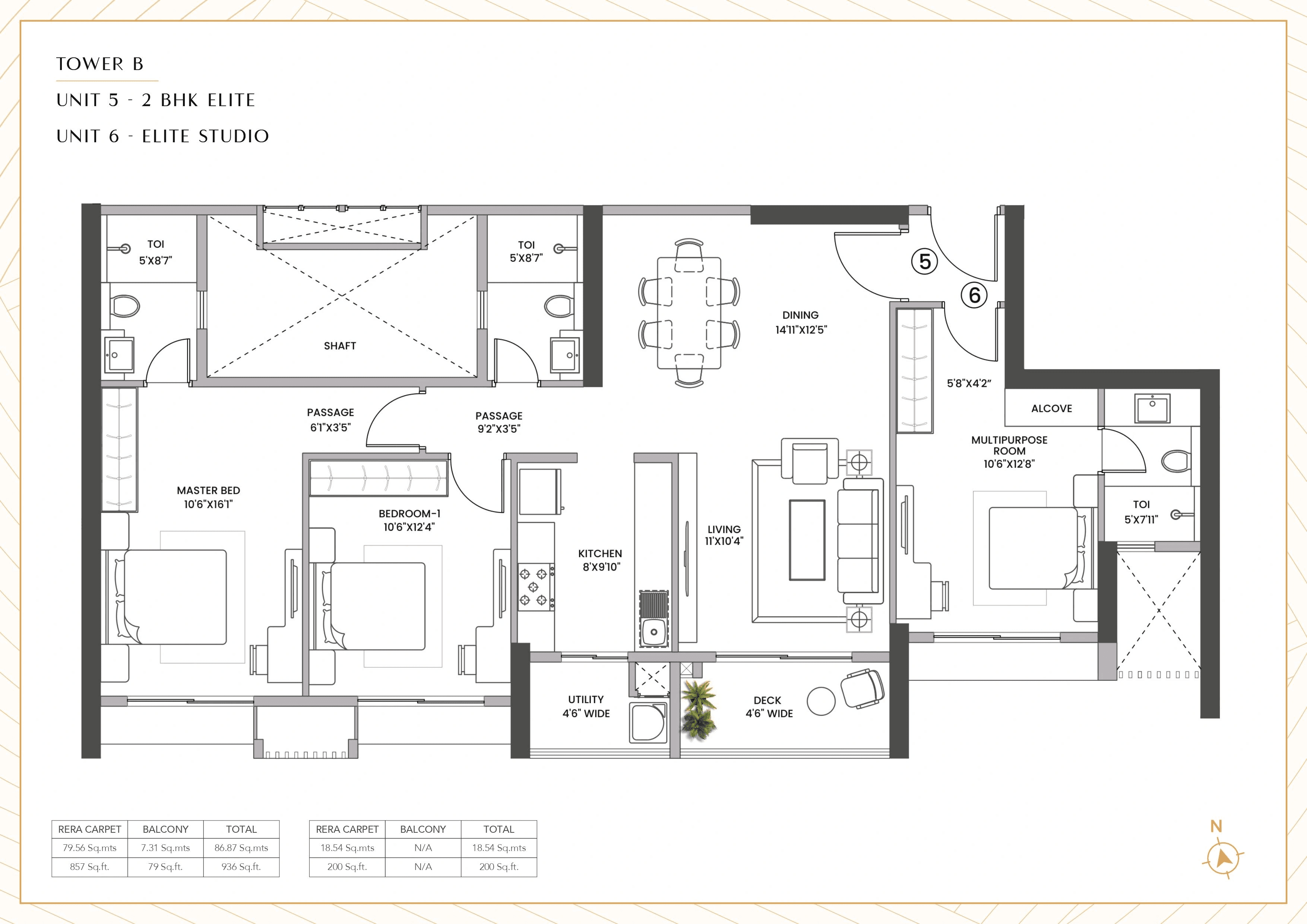 Unit plan - 1136 sq.ft.