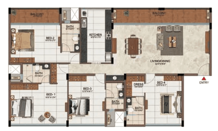 Casagrand Avenuepark Unit plan - 1942 sq.ft.