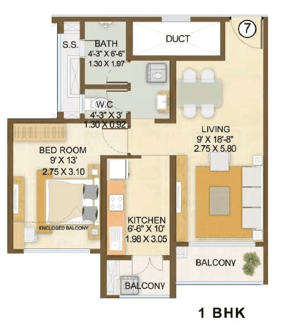 Embassy Park Unit plan - 557 sq.ft.