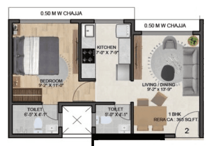 Suji Platinum Unit plan - 363 sq.ft.