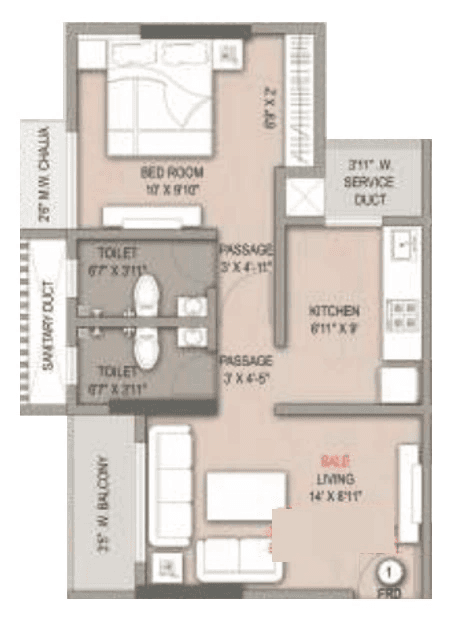 Vineet Sai Orion Unit plan - 424 sq.ft.