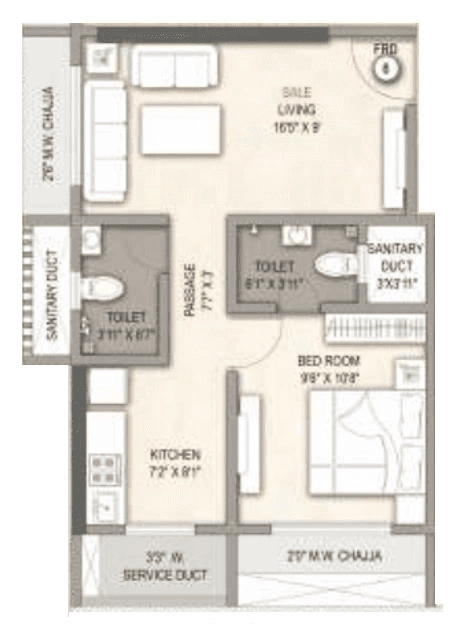 Vineet Sai Orion Unit plan - 431 sq.ft.