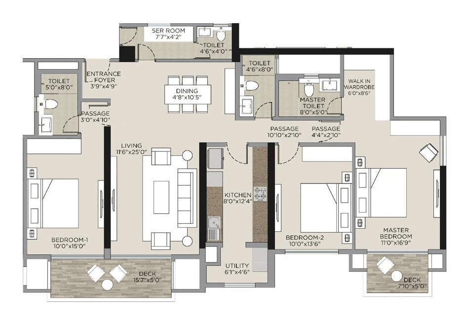 Hiranandani Empress Hill Unit plan - 1452 sq.ft.