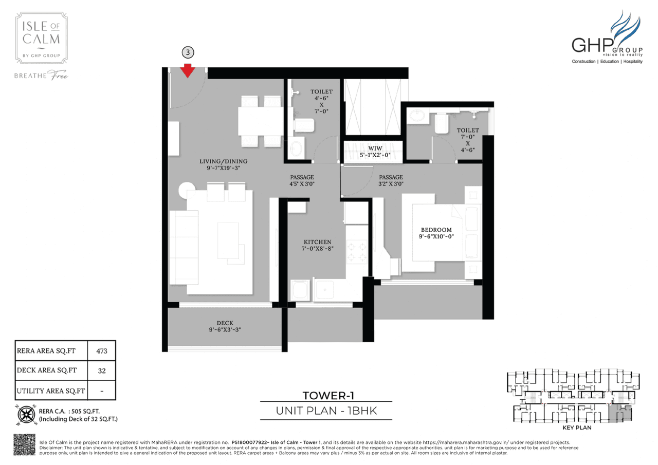 GHP Isle of Calm Unit plan - 505 sq.ft.
