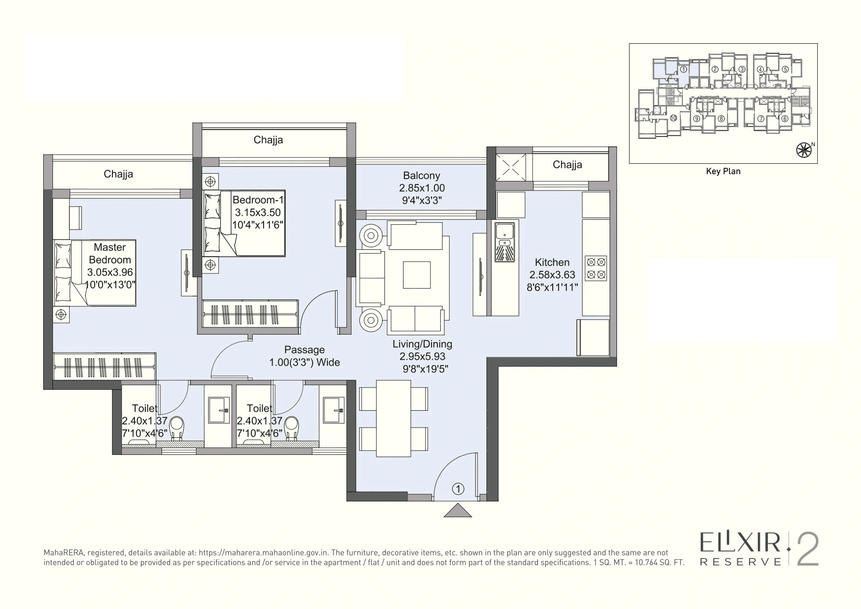 L&T Barbet Unit plan - 715 sq.ft.