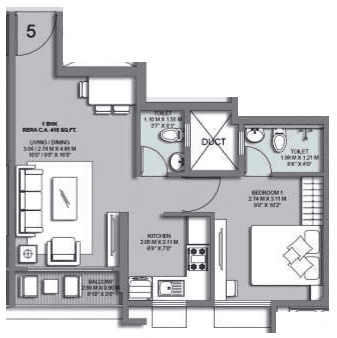 Vighnaharta Infinity Unit plan - 415 sq.ft.