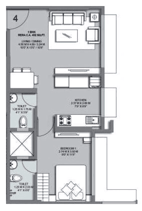 Vighnaharta Infinity Unit plan - 432 sq.ft.
