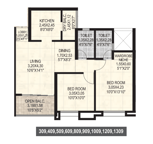 Unit plan - 725 sq.ft.