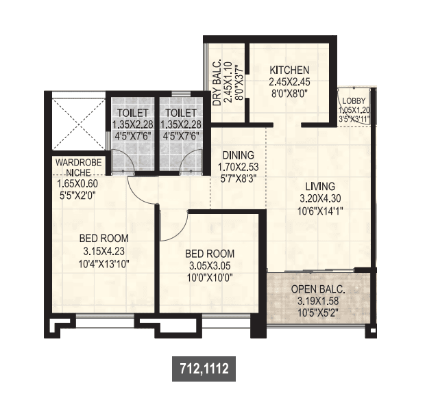 Unit plan - 731 sq.ft.