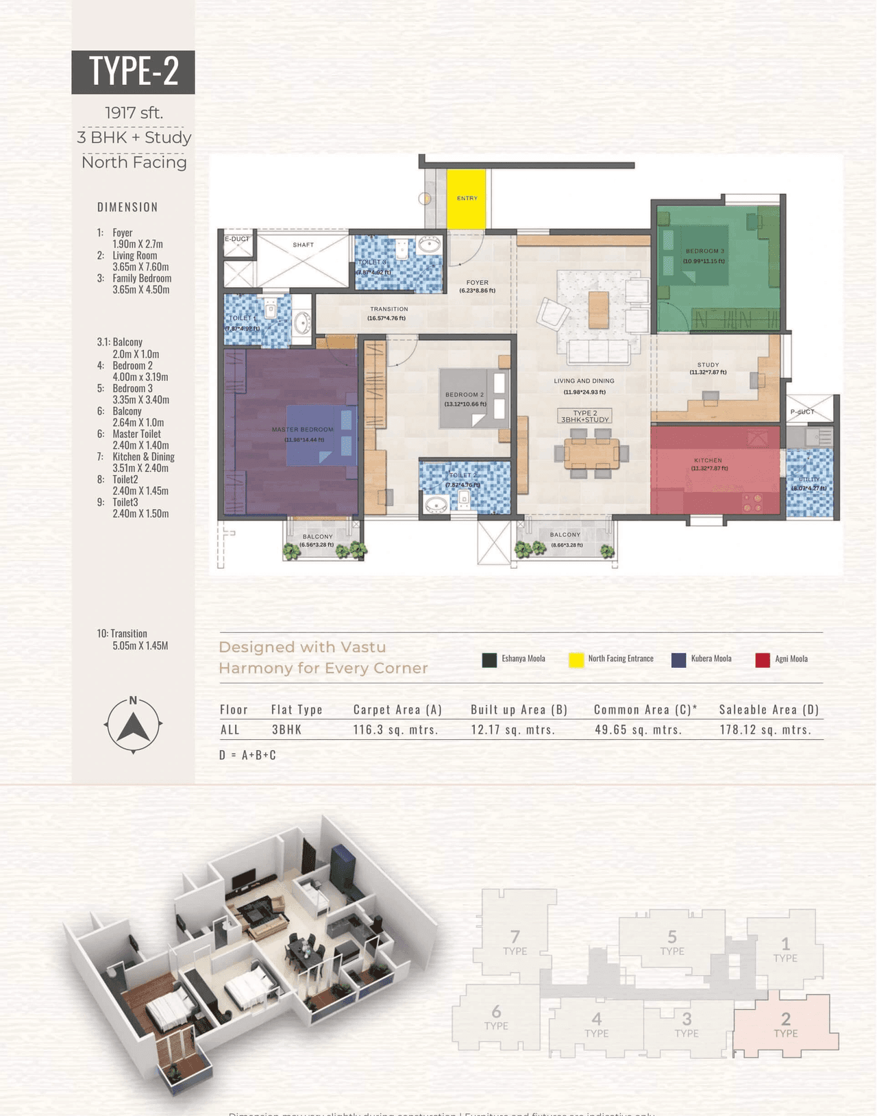 Vanshika Natures Harmony Unit plan - 1418 sq.ft.