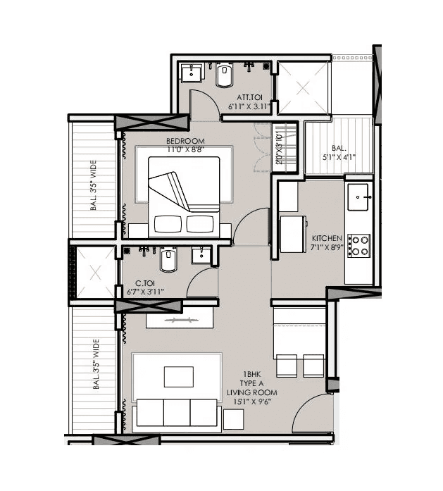 Madar Signature Unit plan - 503 sq.ft.