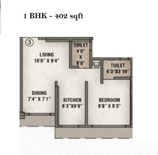 Natasha Atlantis Unit plan - 402 sq.ft.
