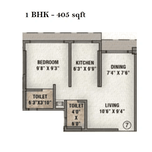Natasha Atlantis Unit plan - 405 sq.ft.