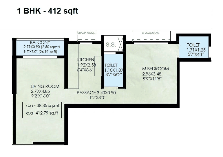 Puneet Brahmand Unit plan - 412 sq.ft.