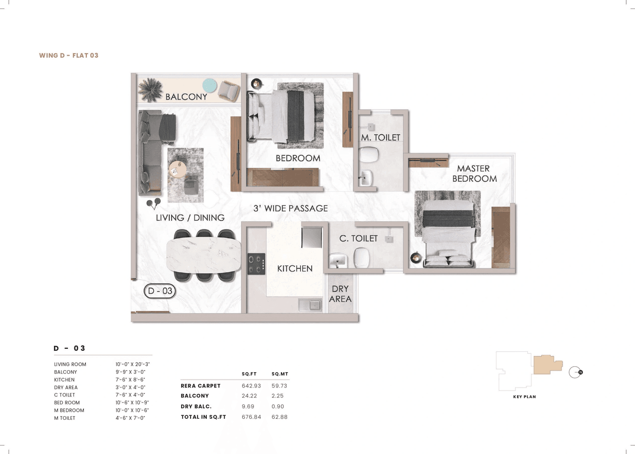 Sheth Promont Unit plan - 677 sq.ft.