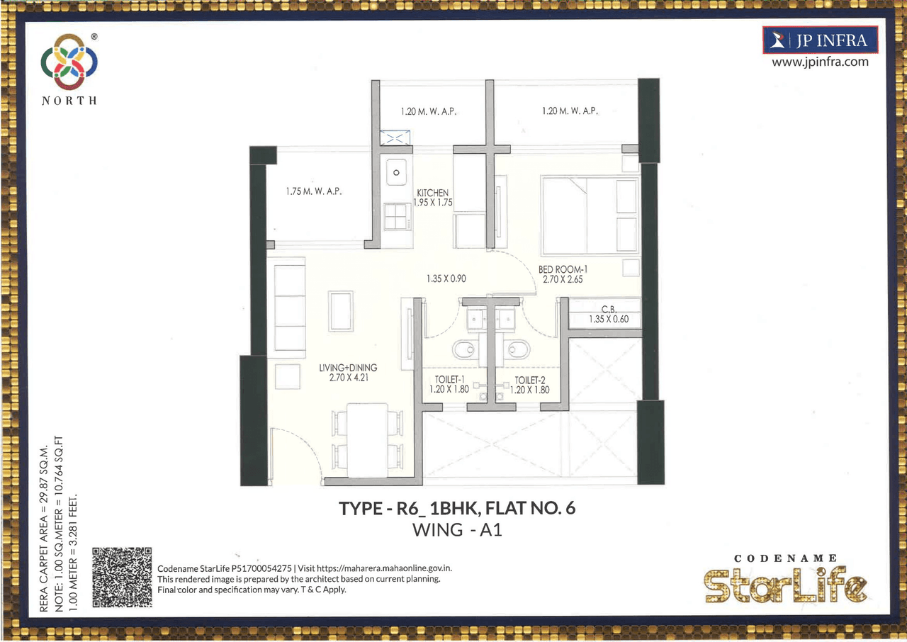 JP StarLife Unit plan - 407 sq.ft.