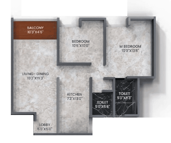 Dhanlaxmi Evana Homes Unit plan - 730 sq.ft.