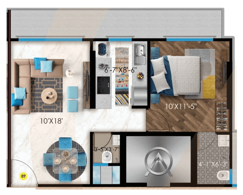 Raghav Ananta Unit plan - 424 sq.ft.