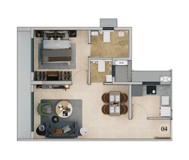 AVA Seventh Avenue Unit plan - 387 sq.ft.