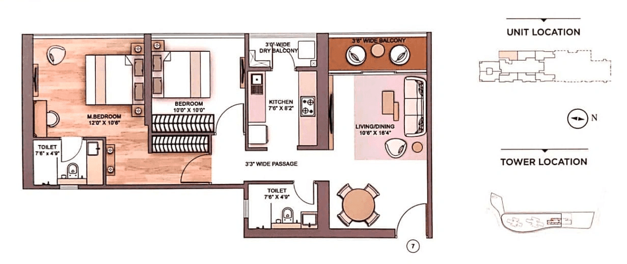 Piramal Aranya Unit plan - 762 sq.ft.