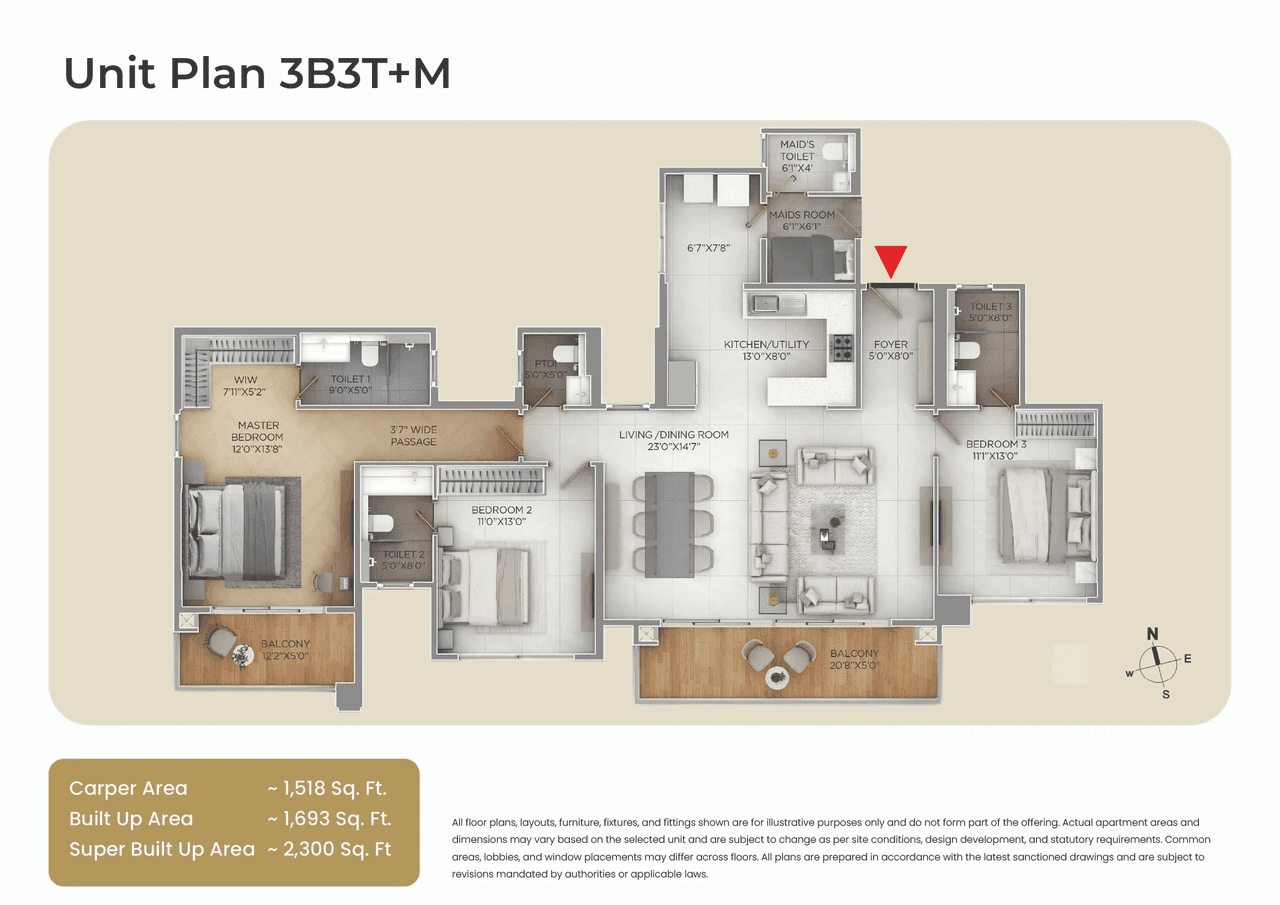 Purva Silver Sky Unit plan - 1587 sq.ft.