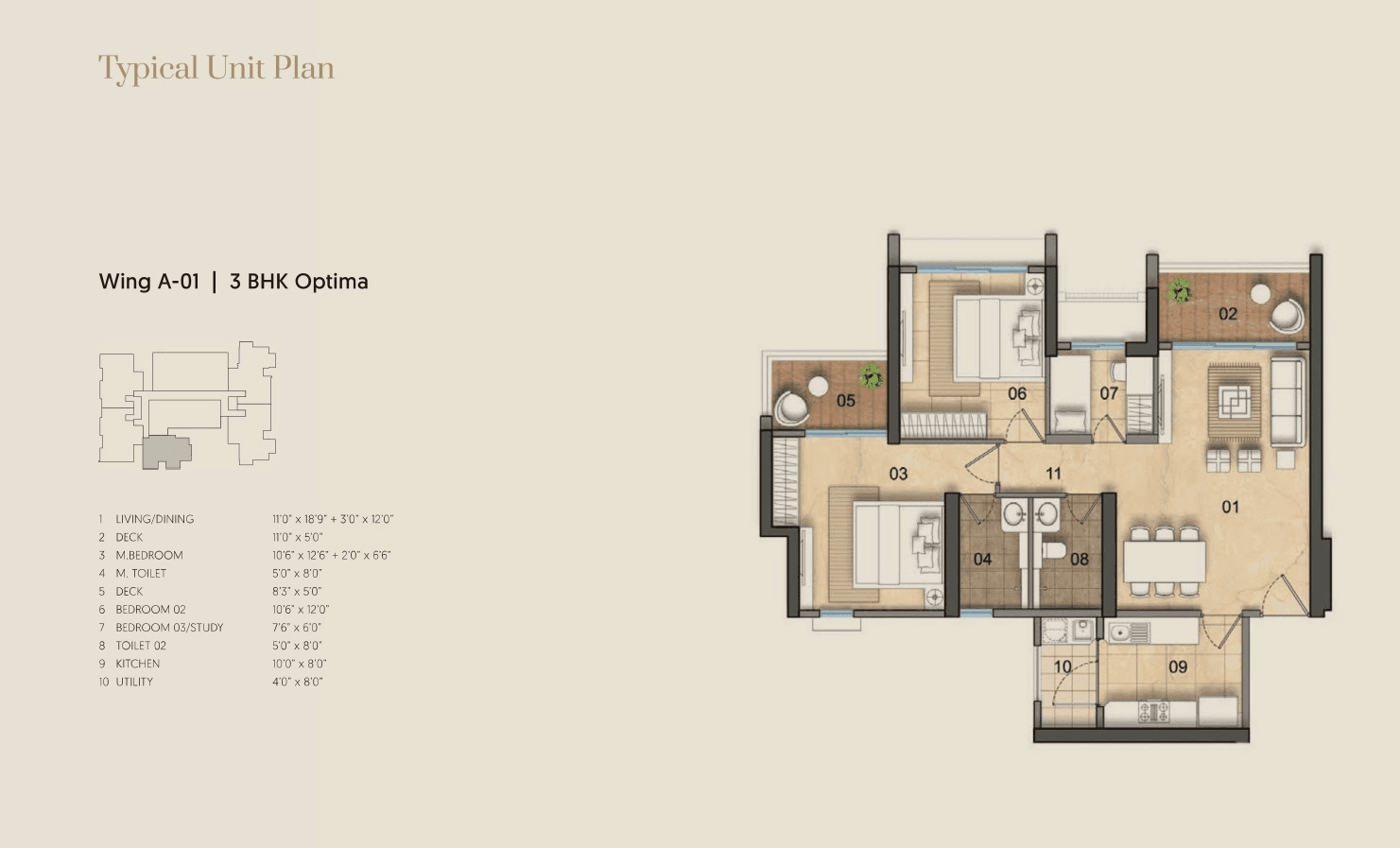 Unit plan - 952 sq.ft.
