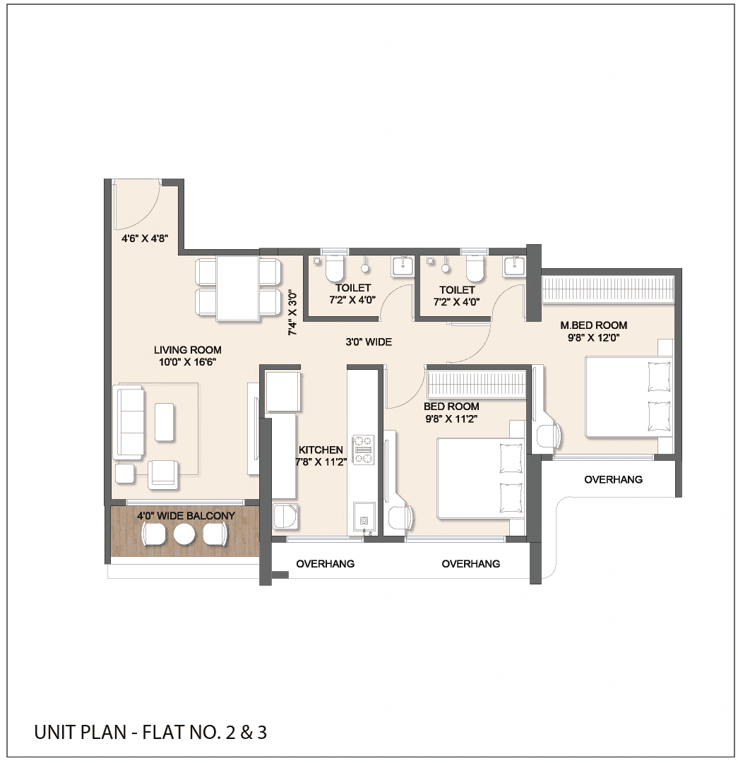 Shree Seasons Aura Unit plan - 682 sq.ft.