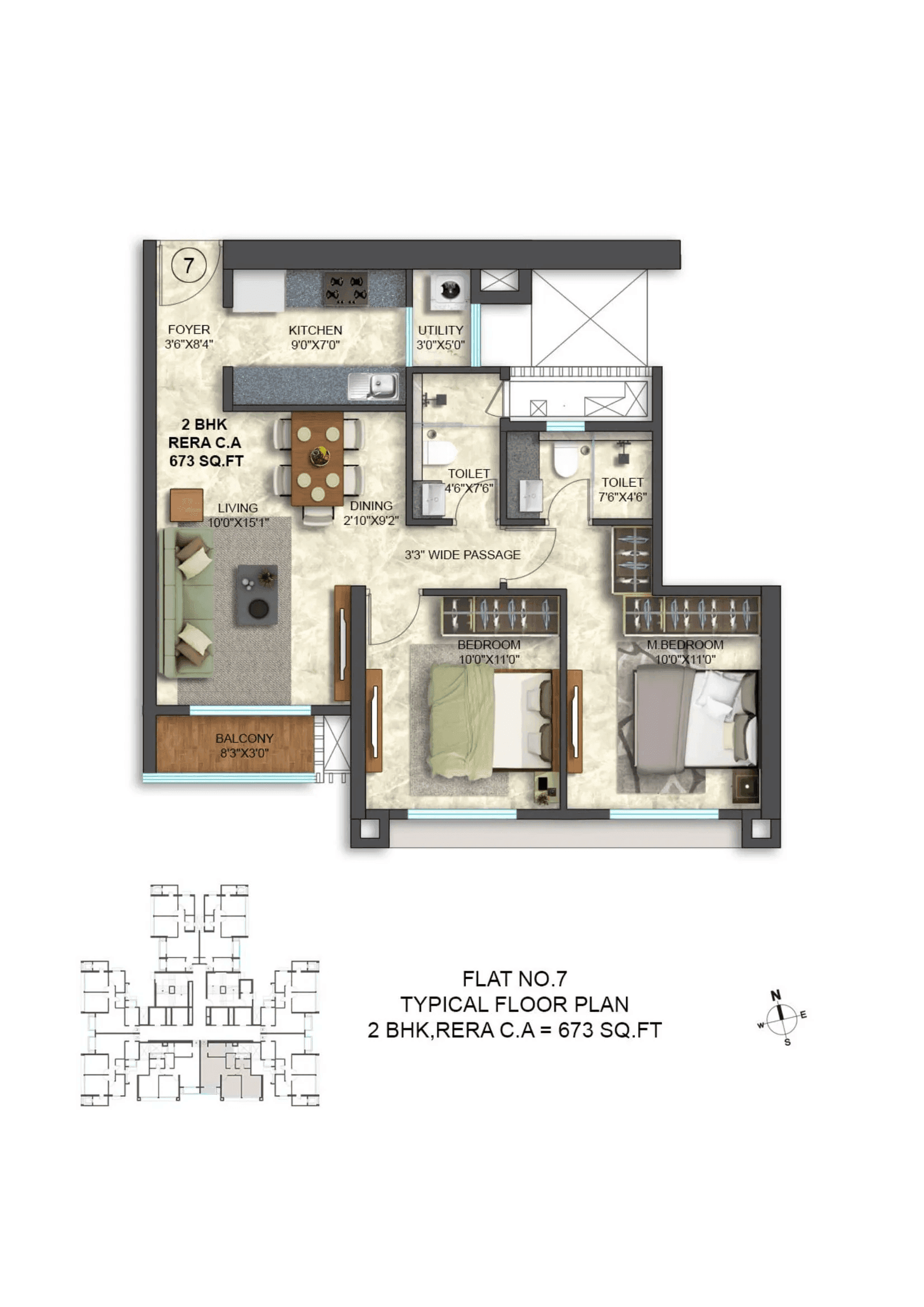 Unit plan - 673 sq.ft.