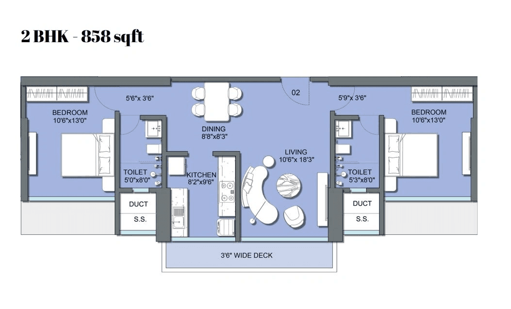 Eon One Unit plan - 858 sq.ft.