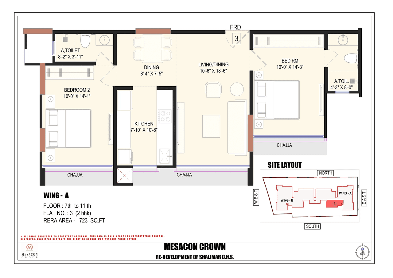 Mesacon Crown Unit plan - 723 sq.ft.