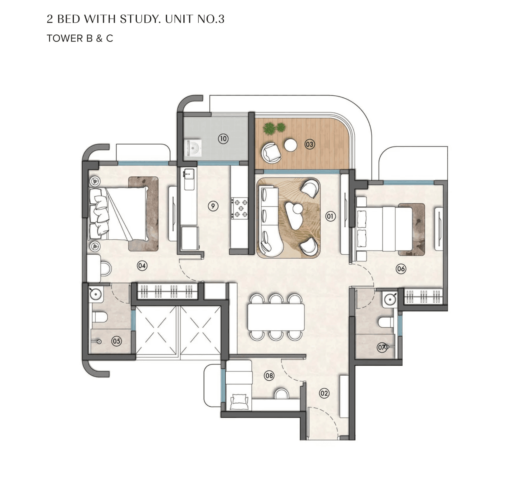 Unit plan - 988 sq.ft.