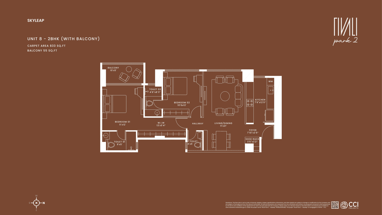 CCI Rivali Park Skyleap Unit plan - 888 sq.ft.