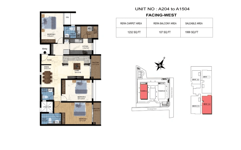 TVS Luxor Unit plan - 1399 sq.ft.