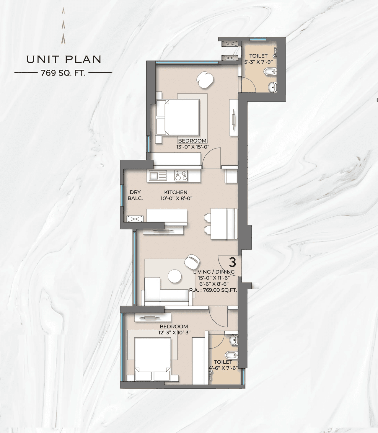 Sigma Garnet Unit plan - 769 sq.ft.