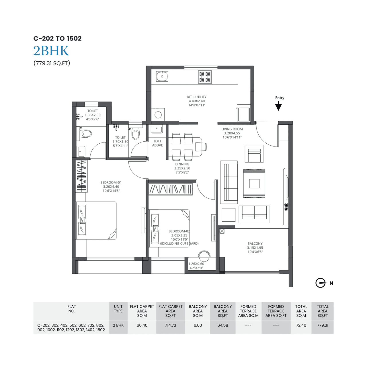 Tyagi GV7 Insignia Unit plan - 779 sq.ft.