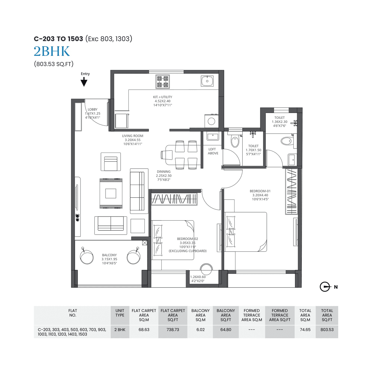 Tyagi GV7 Insignia Unit plan - 803 sq.ft.
