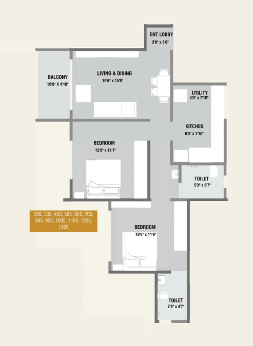 Khiwasara Nakshatra Unit plan - 724 sq.ft.