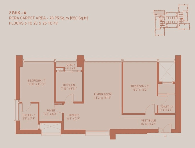 Unit plan - 850 sq.ft.
