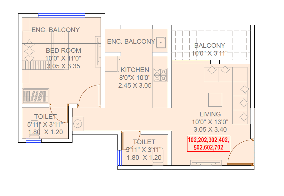Sai Aarav Unit plan - 471 sq.ft.